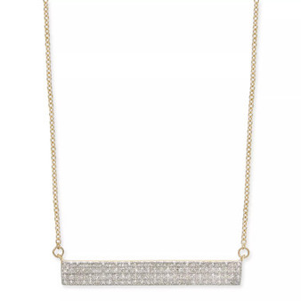 Diamond Pavé Bar Pendant Necklace (1/4 ct. t.w.) in 10k Gold, 16" + 2" extender, Created for Macy's