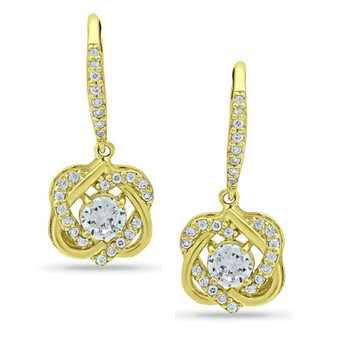 Cubic Zirconia Cluster Drop Earrings in 18k Gold-Plated Sterling Silver, Created for Macy's