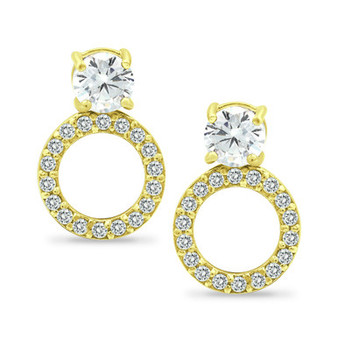 Cubic Zirconia Circle Drop Earrings in 18k Gold-Plated Sterling Silver, Created for Macy's