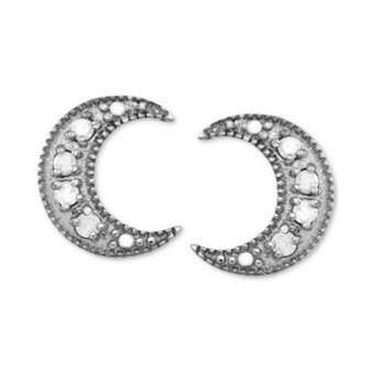 Diamond Crescent Moon Stud Earrings (1/10 ct. t.w.) in Sterling Silver