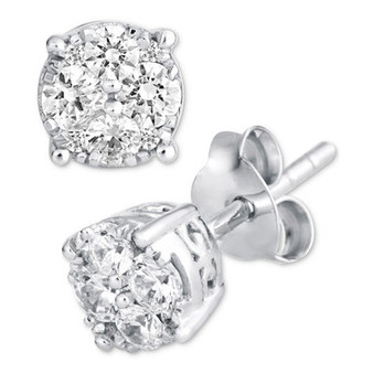 Diamond Stud Cluster Earrings (1/2 ct. t.w.) in 14k White Gold