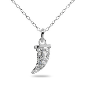 Cubic Zirconia Horn Pendant in Sterling Silver