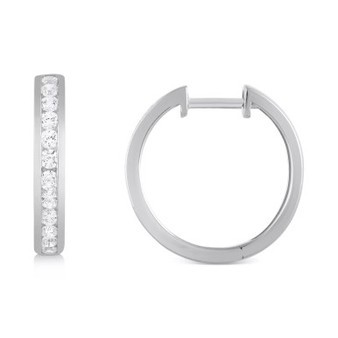 Diamond Channel-Set Hoop Earrings (1 ct. t.w.) in 14k white or Yellow Gold