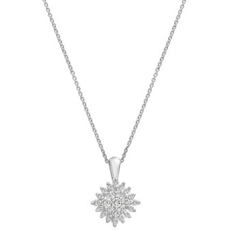 Diamond Flower Cluster 18" Pendant Necklace (1/2 ct. t.w.) in Sterling Silver, Created for Macy's