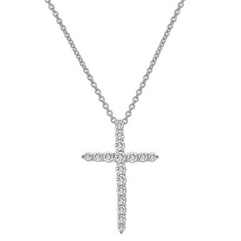 Diamond Cross Pendant Necklace (1/4 ct. t.w.) in Platinum, 18" + 2" extender, Created for Macy's