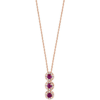 Ruby (1/6 ct. t.w.) & Diamond (1/10 ct. t.w.) Triple Halo 17" Pendant Necklace in 14k Rose Gold