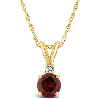 Garnet (1-1/10 ct.t.w) and Diamond Accent Pendant Necklace in 14K Yellow Gold