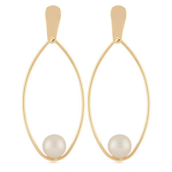 Cultured Freshwater Pearl (6mm) Oval Drop Earrings in 14k Gold