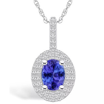 Tanzanite (1-1/4 Ct. t.w.) and Diamond (1/2 Ct. t.w.) Halo Pendant Necklace