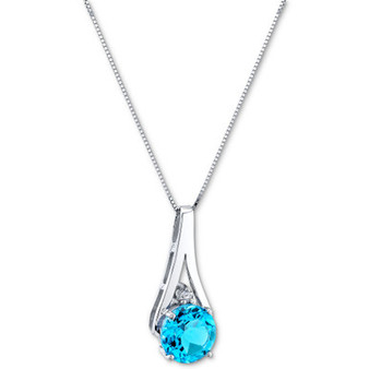 Blue Topaz (2-5/8 ct. t.w.) & Diamond (1/20 ct. t.w.) 18" Pendant Necklace in 14k White Gold
