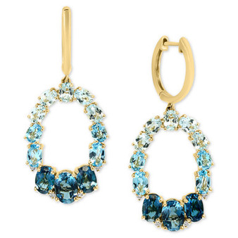 Multi-Topaz (7-1/5 ct. t.w.) & Diamond (1/20 ct. t.w.) Dangle Hoop Drop Earrings in 14k Gold