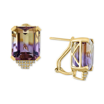 Ametrine (19-3/8 ct. t.w.) & Diamond (1/8 ct. t.w.) Stud Earrings in 14k Gold
