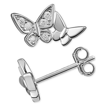 Cubic Zirconia Double Butterfly Stud Earrings in Sterling Silver, Created for Macy's