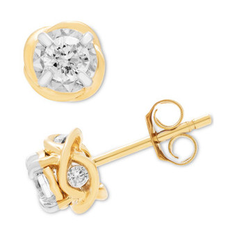 Diamond Stud Swirl Earrings (1/2 ct. t.w.) in 14k Two-Tone Gold
