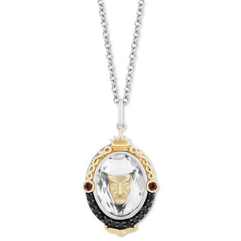 Multi-Gemstone (5-3/4 ct. t.w.) & Black Diamond (1/6 ct. t.w.) Evil Queen Mirror Pendant Necklace in Sterling Silver & 14k Gold