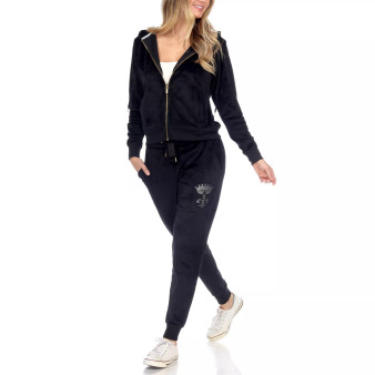 Rhinestone Velour Tracksuit 2 Piece Set