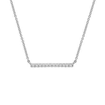 Diamond Horizontal Bar Pendant Necklace (1/6 ct. t.w.) in Platinum, 16" + 2" extender, Created for Macy's