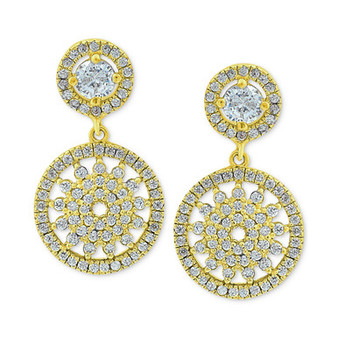 Cubic Zirconia Medallion Drop Earrings, Created for Macy's