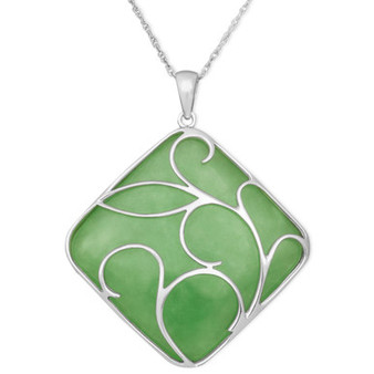 Sterling Silver Necklace, Jade Swirl Overlay Pendant