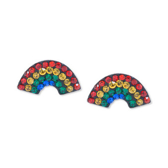 Crystal Rainbow Stud Earrings in Sterling Silver