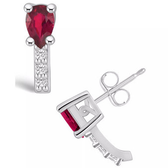 Ruby (1 Ct. t.w.) and Diamond (1/8 Ct. t.w.) Stud Earrings