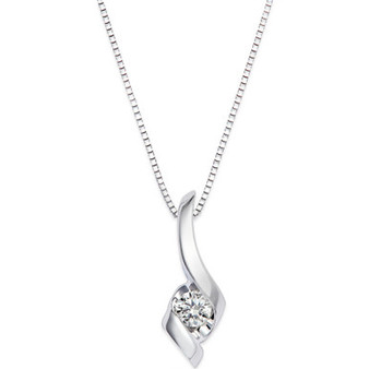 Diamond Swirl Pendant Necklace in 14k White Gold (1/10 ct. t.w.)