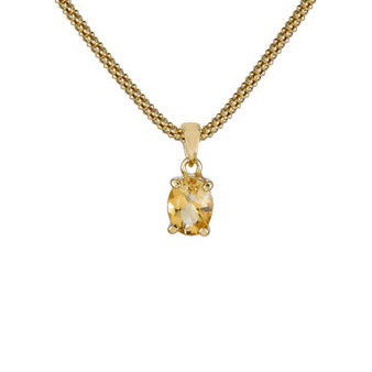 Citrine Oval Pendant Necklace (1-1/10 ct. t.w.) in 14k Gold-Plated Sterling Silver, 17" + 1-1/5" extender