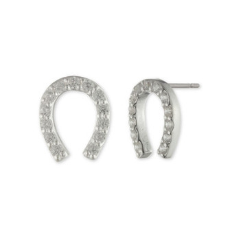 Cubic Zirconia Horseshoe Stud Earrings in Sterling Silver