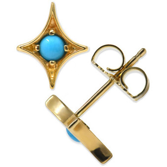 Jac+Jo by Anzie Turquoise Star Stud Earrings in 14k Gold