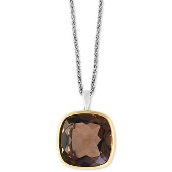 EFFY® Smoky Quartz 18" Pendant Necklace (20 ct. t.w.) in Sterling Silver & 18k Gold