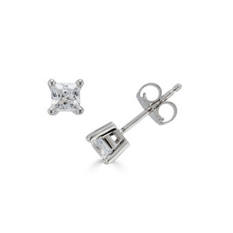 Diamond Princess Cut Stud Earrings (1/2 ct. t.w.) in 14K White Gold