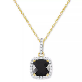 Cultured Freshwater Pearl & Lab-Created White Sapphire (1/6 ct. t.w.) Halo 18" Pendant Necklace in 10k Gold (Also in Onyx)