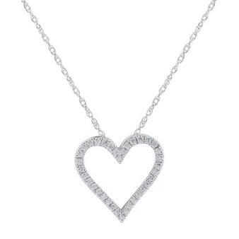 Diamond Heart 18" Pendant Necklace (1/10 ct. t.w.) in Sterling silver or 14k Gold-Plated sterling Silver