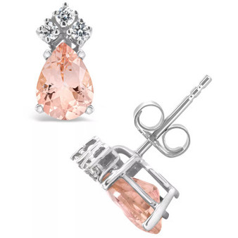 Morganite (1-3/4 ct. t.w.) and Diamond (1/8 ct. t.w.) Stud Earrings in 14K White Gold or 14K Yellow Gold