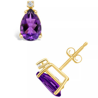 Amethyst (1-7/8 ct. t.w.) and Diamond Accent Stud Earrings in 14K Yellow Gold or 14K White Gold