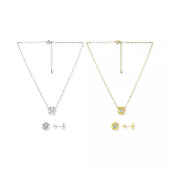 Cubic Zirconia Butterfly Cluster Necklace & Disc Stud Earrings Jewelry Collection, Created for Macy's