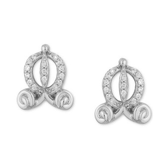 Diamond Accent Cinderella Carriage Stud Earrings in Sterling Silver