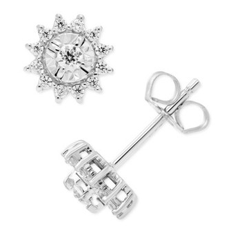 Diamond Starburst Halo Stud Earrings (1/4 ct. t.w.) in 14k White Gold