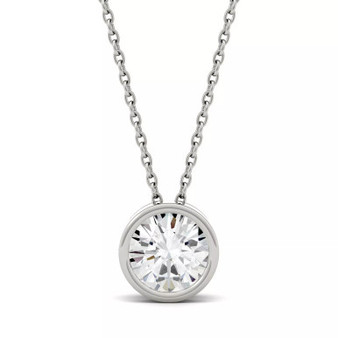 Moissanite Bezel Solitaire Pendant (1/2 ct. t.w. Diamond Equivalent) in 14k White or Yellow Gold