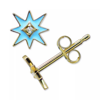 Jac+Jo by Anzie Diamond Accent & Enamel Star Stud Earrings in 14k Gold