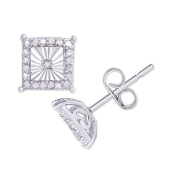 Diamond 1/4 ct. t.w. Square Miracle Plate Stud Earrings in Sterling Silver