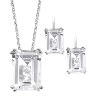 White Quartz Emerald-Cut Jewelry Collection in Sterling Silver