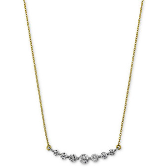 Diamond Graduated Bar Statement Necklace (1 ct. t.w.) in 14k Gold & White Gold, 16" + 2" extender