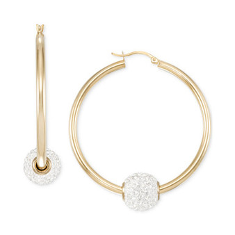 Crystal Pavé Fireball Medium Hoop Earrings, 1-5/8"