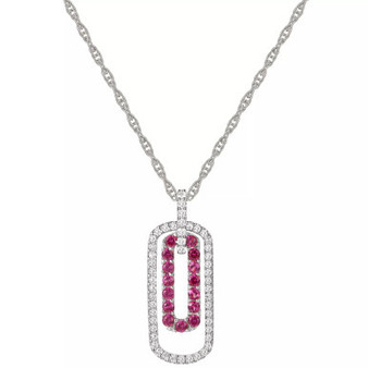 Lab-Created Sapphire (1/3 ct. t.w.) & Lab-Created White Sapphire (1/4 ct. t.w.) 18" Pendant Necklace in Sterling Silver (Also in Lab-Created Emerald & Lab-Created Ruby)