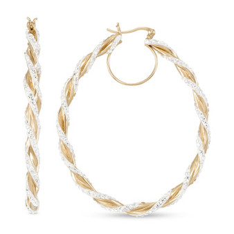 Crystal Pavé Twist Style Oval Hoop Earrings