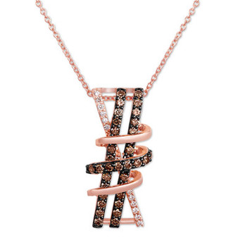 Chocolate Diamond & Vanilla Diamond Artistic Swirl 18" Pendant Necklace (1/2 ct. t.w.) in 14k Rose Gold