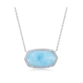 Sterling Silver Hexagon Larimar Necklace