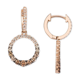 Diamond Ombré Dangle Hoop Earrings (1-1/3 ct. t.w.) in 14k Rose Gold