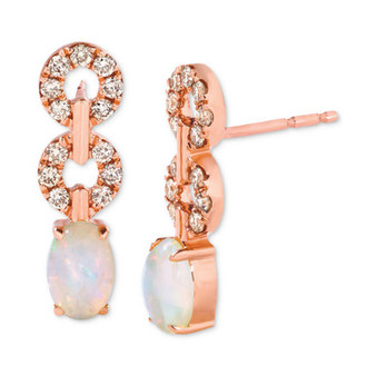 Neopolitan Opal (3/8 ct. t.w.) & Nude Diamond (1/4 ct. t.w.) Stud Earrings in 14k Rose Gold